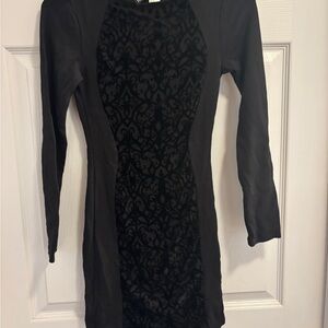 Elegant Black Dress with Velvet Detail